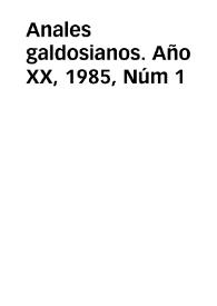 Portada:Anales galdosianos. Año XX, 1985, Núm 1