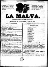 Portada:La Malva : periódico suave, aunque impolítico. Núm. 18, 25 de enero de 1860