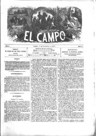 Portada:El Campo. Núm. 24, 16 de noviembre de 1877
