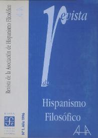 Portada:Revista de la Asociación de Hispanismo Filosófico. Núm. 1, Año 1996