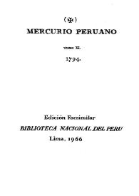 Portada:Mercurio Peruano. Tomo XI, 1794