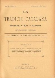 Portada:La Tradició Catalana : revista mensual científica, artística y literaria. Any II, número 4, 28 de febrer de 1894