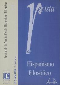 Portada:Revista de la Asociación de Hispanismo Filosófico. Núm. 3, Año 1998