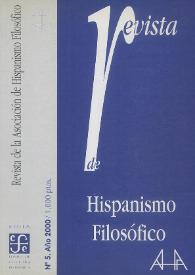 Portada:Revista de la Asociación de Hispanismo Filosófico. Núm. 5, Año 2000