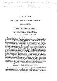 Portada:Ocios de españoles emigrados : periódico mensual. Tomo I, núm. 2, mayo 1824
