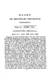 Portada:Ocios de españoles emigrados : periódico mensual. Tomo I, núm. 4, julio 1824