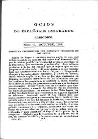 Portada:Ocios de españoles emigrados : periódico mensual. Tomo IV, núm. 19, octubre 1825