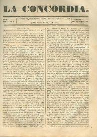Portada:La Concordia. Tomo I, semestre I, núm. 11, 11 de marzo de 1844