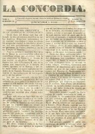 Portada:La Concordia. Tomo I, semestre II, núm. 19, 4 de noviembre de 1844