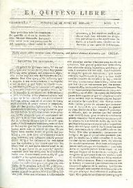 Portada:El quiteño libre. Año I, trimestre I, núm. 7, domingo 23 de junio de 1833