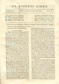 Portada:El quiteño libre. Año I, trimestre I, núm. 12, domingo 28 de julio de 1833
