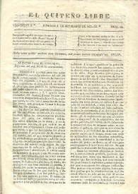 Portada:El quiteño libre. Año I, trimestre 2, núm. 18, domingo 8 de septiembre de 1833