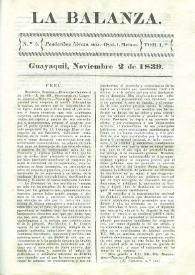 Portada:La Balanza. Núm. 5, noviembre 2 de 1839