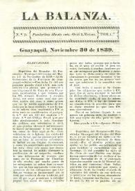 Portada:La Balanza. Núm. 9, noviembre 30 de 1839