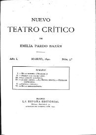 Portada:Nuevo Teatro Crítico. Año I, núm. 3, marzo de 1891