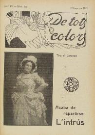 Portada:De tots colors : revista popular. Any IV núm. 165 (3 mars 1911)