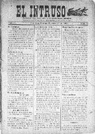 Portada:El intruso. Bi-Semanario Joco-serio netamente independiente. Tomo I, núm. 11, domingo 27 de febrero de 1921