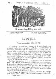 El Pare Mulet : semanari impolític y bóu solt. Añ I, núm. 1 (Disapte 6 de Chiner de 1877)  [sic] | Biblioteca Virtual Miguel de Cervantes
