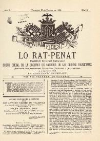 Portada:Lo Rat-Penat : Periódich Lliterari Quincenal. Any I, núm. 5 (15 de febrer de 1885)