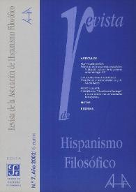 Portada:Revista de la Asociación de Hispanismo Filosófico. Núm. 7, Año 2002