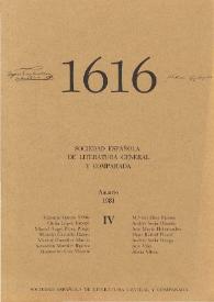 Portada:1616 : Anuario de la Sociedad Española de Literatura General y Comparada. Anuario IV, 1981