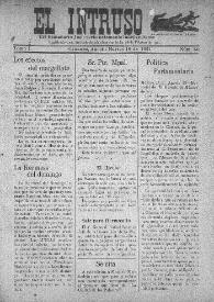 Portada:El intruso. Tri-Semanario Joco-serio netamente independiente. Tomo I, núm. 60, martes 16 de agosto de 1921