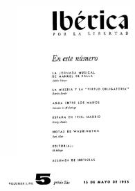 Portada:Ibérica por la libertad. Volumen 3, Nº 5, 15 de mayo de 1955