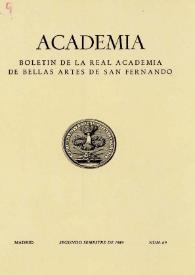 Portada:Academia : Anales y Boletín de la Real Academia de Bellas Artes de San Fernando. Núm. 69, segundo semestre de 1989