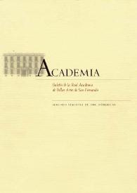 Portada:Academia : Anales y Boletín de la Real Academia de Bellas Artes de San Fernando. Núm. 89, segundo semestre de 1999