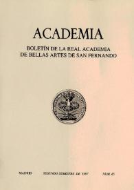 Portada:Academia : Anales y Boletín de la Real Academia de Bellas Artes de San Fernando. Núm. 85, segundo semestre de 1997