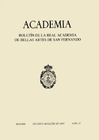 Portada:Academia : Anales y Boletín de la Real Academia de Bellas Artes de San Fernando. Núm. 87, segundo semestre de 1998