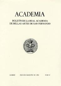 Portada:Academia : Anales y Boletín de la Real Academia de Bellas Artes de San Fernando. Núm. 83, segundo semestre de 1996