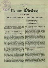 No me olvides. Núm. 16, 20 de agosto de 1837 | Biblioteca Virtual Miguel de Cervantes