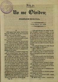 No me olvides. Núm. 41, 11 de febrero de 1838 | Biblioteca Virtual Miguel de Cervantes