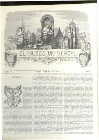 Portada:El museo universal. Núm. 10, Madrid 30 de mayo de 1857, Año I