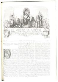 Portada:El museo universal. Núm. 21, Madrid 15 de noviembre de 1857, Año I