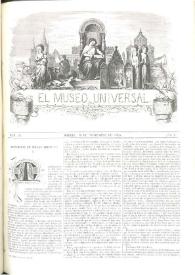 Portada:El museo universal. Núm. 21, Madrid 15 de noviembre de 1858, Año II