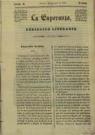 Portada:La esperanza : periódico literario. Núm. 6, domingo 12 de mayo de 1839