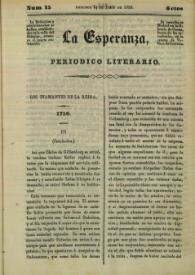 Portada:La esperanza : periódico literario. Núm. 15, domingo 14 de julio de 1839