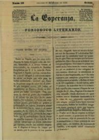 Portada:La esperanza : periódico literario. Núm. 19, domingo 11 de agosto de 1839