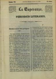 Portada:La esperanza : periódico literario. Núm. 28, domingo 20 de octubre de 1839