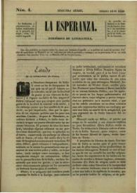 Portada:La esperanza : periódico literario. Núm. 4, febrero 16 de 1840