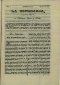 Portada:La esperanza : periódico literario. Núm. 14, abril 26 de 1840