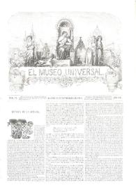 Portada:El museo universal. Núm. 47, Madrid 20 de noviembre de 1864, Año VIII
