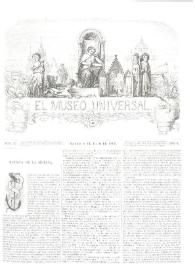 Portada:El museo universal. Núm. 27, Madrid 8 de julio de 1866, Año X