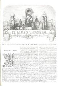 Portada:El museo universal. Núm. 15, Madrid 14 de abril de 1867, Año XI