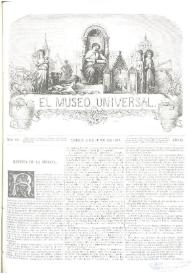 Portada:El museo universal. Núm. 22, Madrid 2 de junio de 1867, Año XI