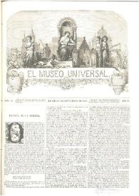 Portada:El museo universal. Núm. 38, Madrid 21 de setiembre de 1867, Año XI [sic]