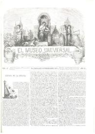 Portada:El museo universal. Núm. 47, Madrid 23 de noviembre de 1867, Año XI