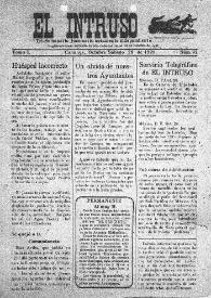 Portada:El intruso. Tri-Semanario Joco-serio netamente independiente. Tomo I, núm. 92, sábado 29 de octubre de 1921